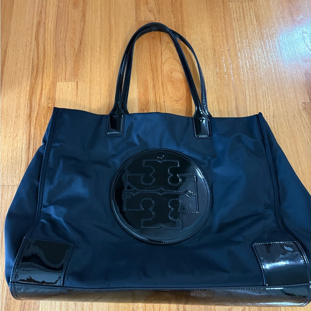 Tory Burch Black Tote with Glossy Logo